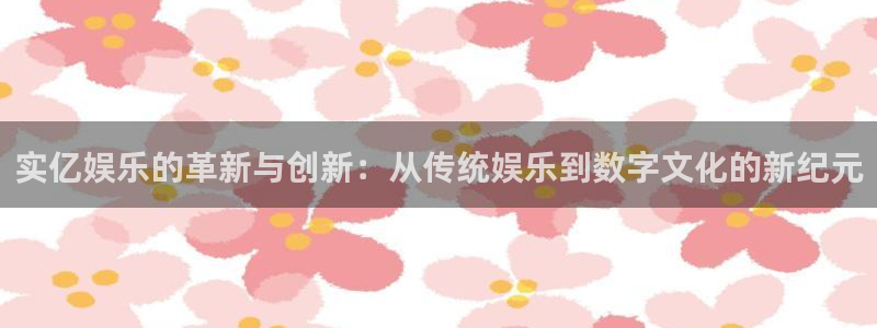 万向娱乐注册：实亿娱乐的革新与创新：从传统娱乐到数字文化的新纪元